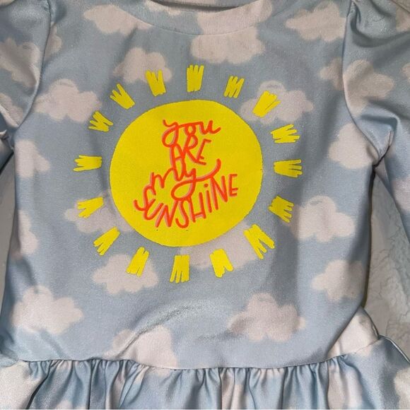 Kid's Cat & Jack Blue Cloud Long Sleeve Rashguard Swim Top - Picture 3 of 7